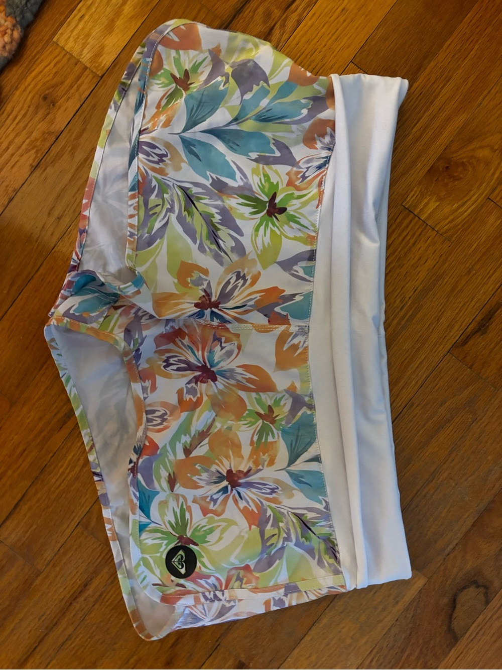 Roxy Floral Bike Shorts - White with Multicolor Floral